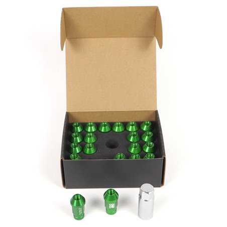 KIT TUERCAS ALUMINIO OMP 7075  LLAVE 19 L:40MM M14X1.5 VERDE