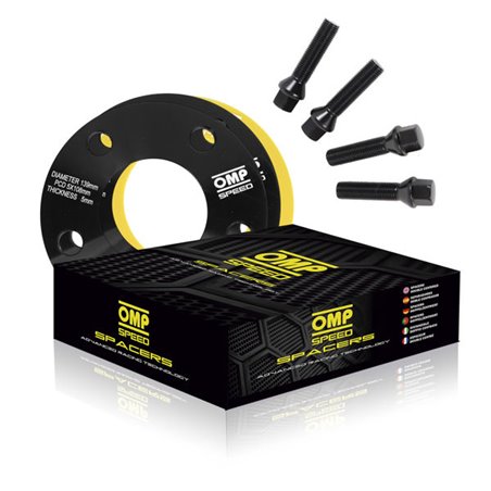 KIT SEPARADORES OMP 20MM 5X100 57.1 M14X1.5 Conico+14X1.5 Esferico