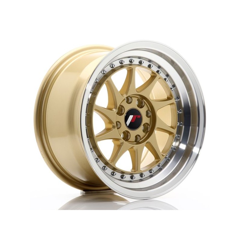 JR Wheels JR26 15x8 ET25 4x100/108 Gold w/Machined Lip