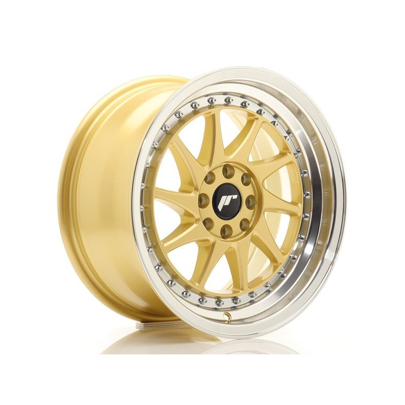 JR Wheels JR26 16x8 ET25 4x100/108 Gold w/Machined Lip JR Wheels JR26 16x8 ET25 4x100/108 Gold w/Machined Lip