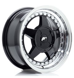 JR Wheels JR6 15x7 ET20-35 4H BLANK Gloss Black w/Machined Lip
