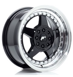 JR Wheels JR6 15x7 ET25 4x100/108 Gloss Black w/Machined Lip