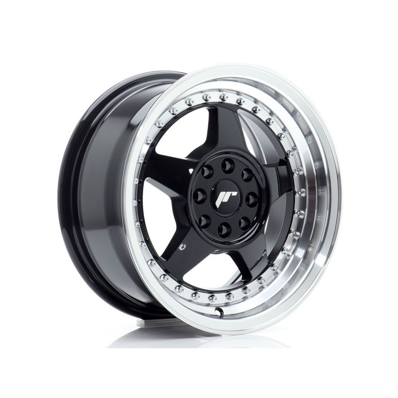 JR Wheels JR6 15x7 ET25 4x100/108 Gloss Black w/Machined Lip JR Wheels JR6 15x7 ET25 4x100/108 Gloss Black w/Machined Lip