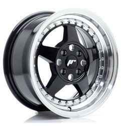 JR Wheels JR6 15x7 ET35 4x100 Gloss Black w/Machined Lip