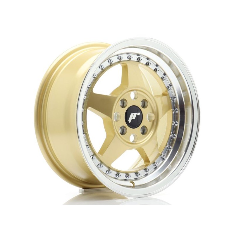 JR Wheels JR6 15x7 ET35 4x100 Gold w/Machined Lip