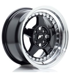 JR Wheels JR6 15x8 ET25 4x100 Gloss Black w/Machined Lip