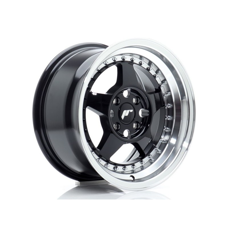 JR Wheels JR6 15x8 ET25 4x100 Gloss Black w/Machined Lip
