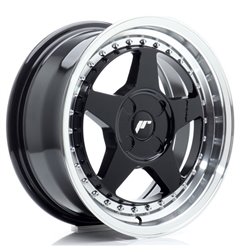 JR Wheels JR6 16x7 ET20-35 4H BLANK Gloss Black w/Machined Lip