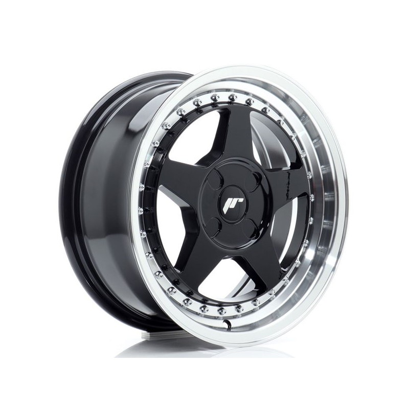 JR Wheels JR6 16x7 ET20-35 4H BLANK Gloss Black w/Machined Lip JR Wheels JR6 16x7 ET20-35 4H BLANK Gloss Black w/Machined Lip