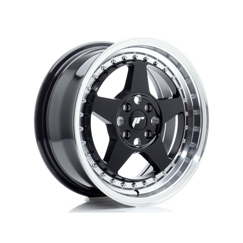 JR Wheels JR6 16x7 ET35 4x100 Gloss Black w/Machined Lip