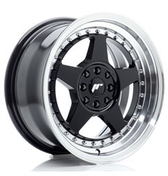 JR Wheels JR6 16x8 ET25 4x100/108 Gloss Black w/Machined Lip
