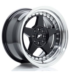 JR Wheels JR6 16x9 ET20 4x100/108 Gloss Black w/Machined Lip