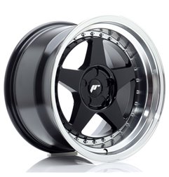 JR Wheels JR6 17x10 ET0-20 5H BLANK Gloss Black w/Machined Lip