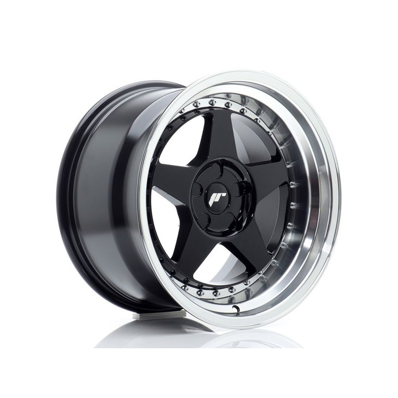 JR Wheels JR6 17x10 ET0-20 5H BLANK Gloss Black w/Machined Lip