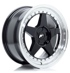 JR Wheels JR6 17x8 ET20-35 5H BLANK Gloss Black w/Machined Lip