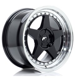 JR Wheels JR6 17x9 ET20-35 5H BLANK Gloss Black w/Machined Lip