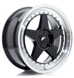 JR Wheels JR6 18x8 ET20-35 5H BLANK Gloss Black w/Machined Lip