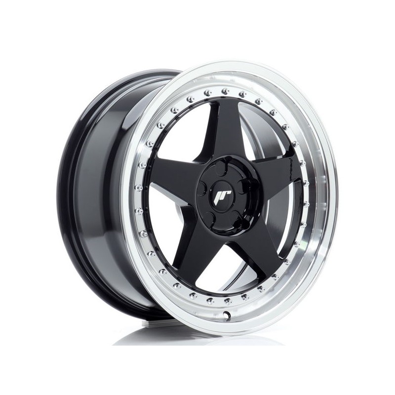 JR Wheels JR6 18x8 ET20-35 5H BLANK Gloss Black w/Machined Lip
