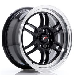 JR Wheels JR7 15x7 ET38 4x100/114 Glossy Black w/Machined Lip