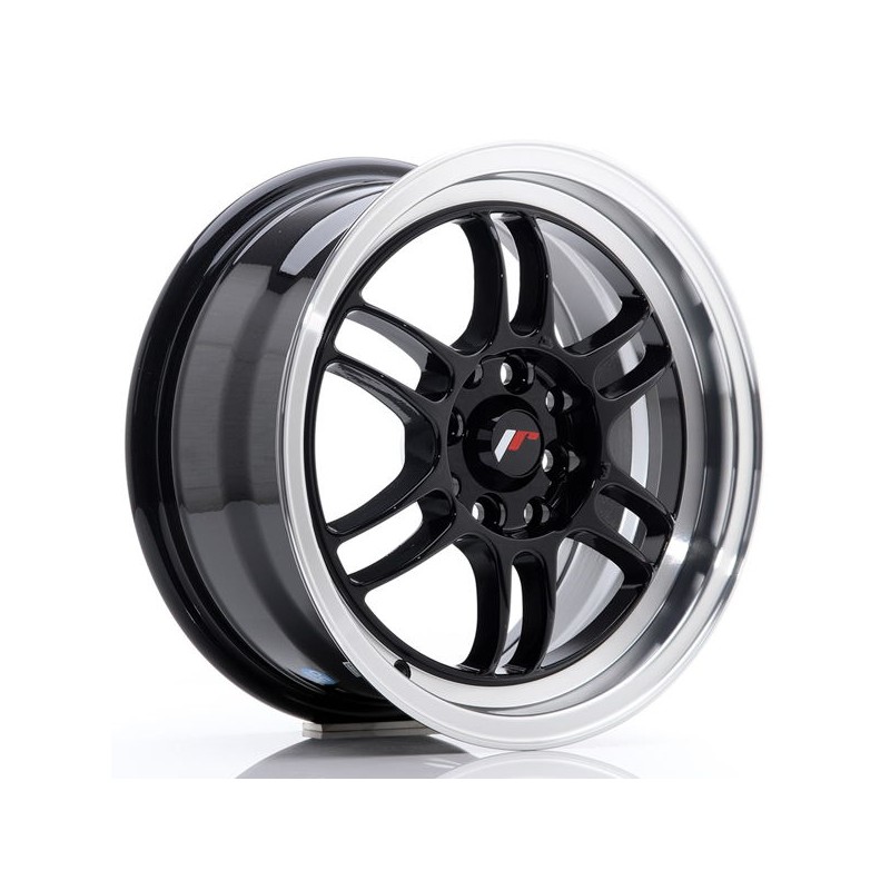 JR Wheels JR7 15x7 ET38 4x100/114 Glossy Black w/Machined Lip