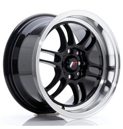 JR Wheels JR7 15x8 ET35 4x100/114 Glossy Black w/Machined Lip