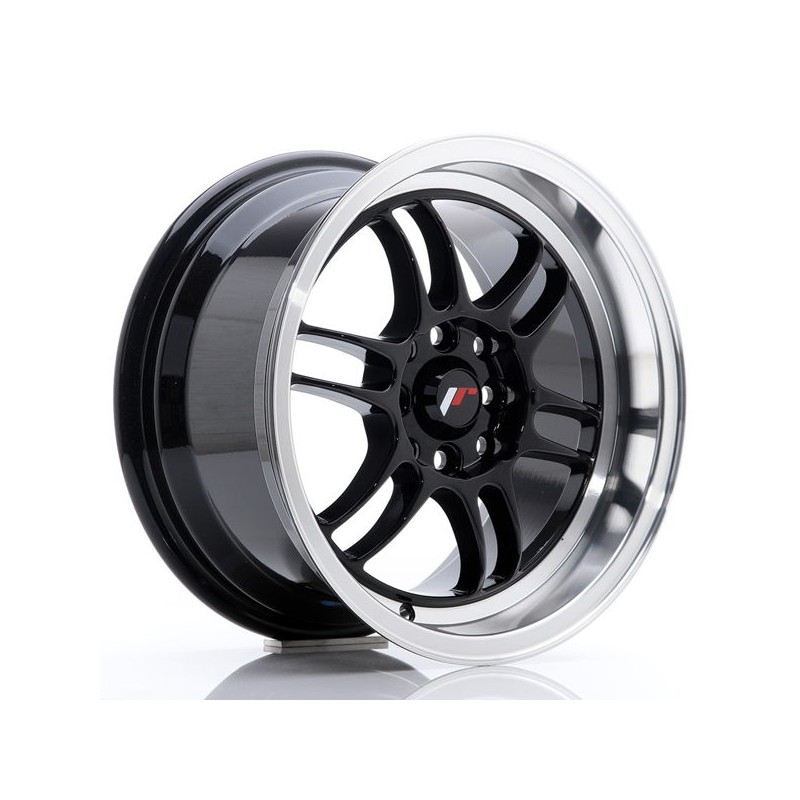 JR Wheels JR7 15x8 ET35 4x100/114 Glossy Black w/Machined Lip