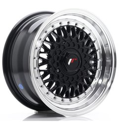 JR Wheels JR9 15x7 ET20 4x100/108 Gloss Black w/Machined Lip