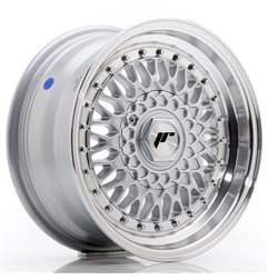 JR Wheels JR9 15x7 ET20 4x100/108 Silver w/Machined Lip+Silver Rivets