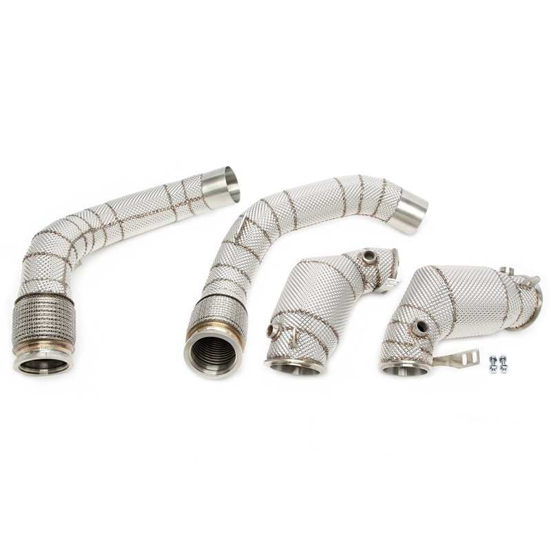 Downpipe con pantalla térmica y catalizador para BMW Serie 5 M5 Tipo F90, Serie 8 M8 Tipo F91/F92/F93 - Código de motor S63M