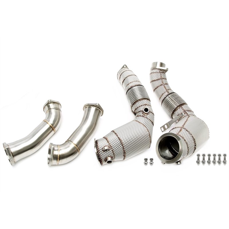 Downpipe con pantalla térmica y catalizador para BMW Serie 5 M5 Tipo F90, Serie 8 M8 Tipo F91/F92/F93 - Código de motor S63M