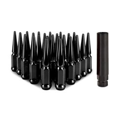 Tuercas de rueda de acero Mishimoto Spiked M14x1.5 - Juego de 24 - Negro - MMLG-SP1415-24BK