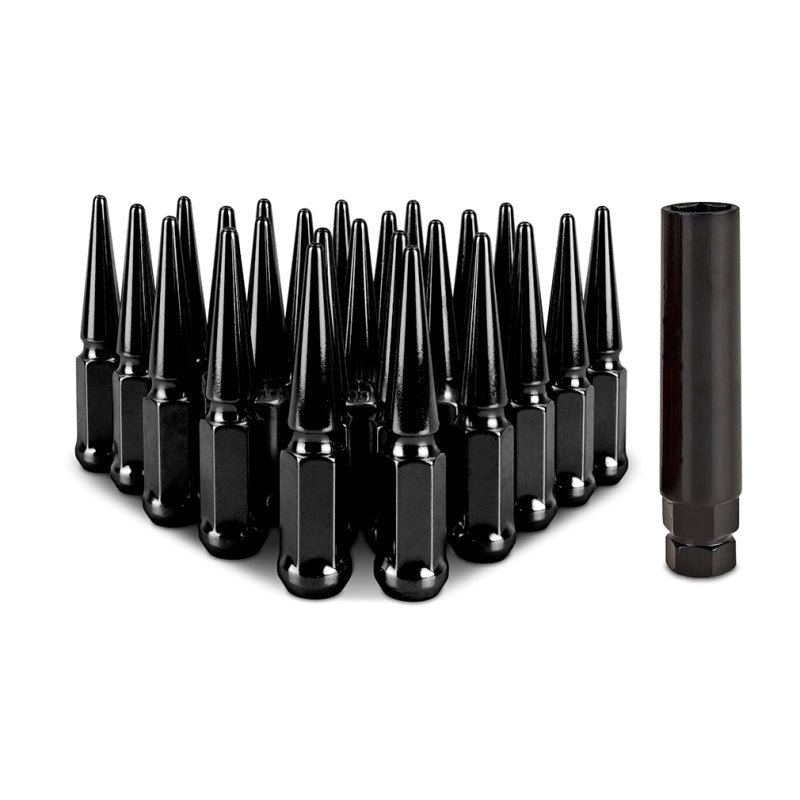 Tuercas de rueda de acero Mishimoto Spiked M14x1.5 - Juego de 24 - Negro - MMLG-SP1415-24BK Tuercas de rueda de acero Mishimoto Spiked M14x1.5 - Juego de 24 - Negro - MMLG-SP1415-24BK