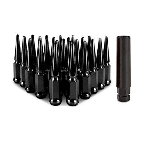Tuercas de rueda de acero Mishimoto Spiked M14x1.5 - Juego de 24 - Negro - MMLG-SP1415-24BK