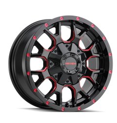 Llanta Mayhem 8015 Warrior 18x9 6x135 ET18 buje 106 mm Negro con Prism Red - 8015-8937BTR18
