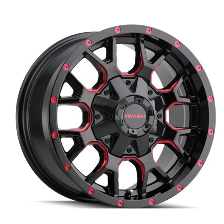 Llanta Mayhem 8015 Warrior 18x9 6x135 ET18 buje 106 mm Negro con Prism Red - 8015-8937BTR18