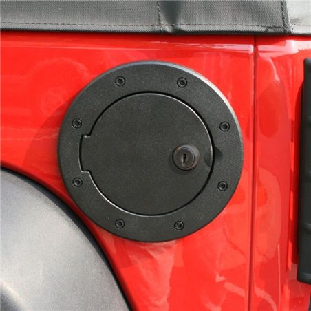 Tapa de depósito con cerradura Rugged Ridge aluminio negro Jeep Wrangler JK 2007-2018 - 11425.06