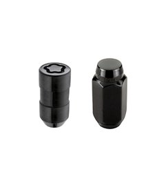 Kit de tuercas McGard 5 tornillos con antirrobo asiento cónico M14x1.5 hexágono 22 mm longitud 1.635" - Negro - 84527