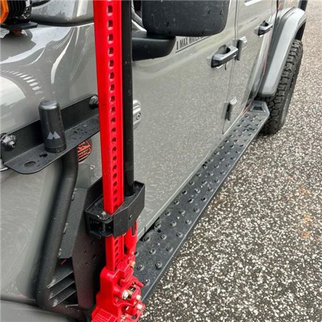 Soporte de gato Hi-Lift en aleta delantera Go Rhino Jeep Wrangler JL/JLU / Gladiator JT 2018-2024 - Negro texturizado - 701011T