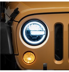 Faros LED 7" con halos Raxiom carcasa negra lente transparente Jeep Wrangler TJ/JK 1997-2018 - J155018