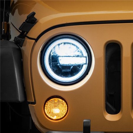 Faros LED 7" con halos Raxiom carcasa negra lente transparente Jeep Wrangler TJ/JK 1997-2018 - J155018