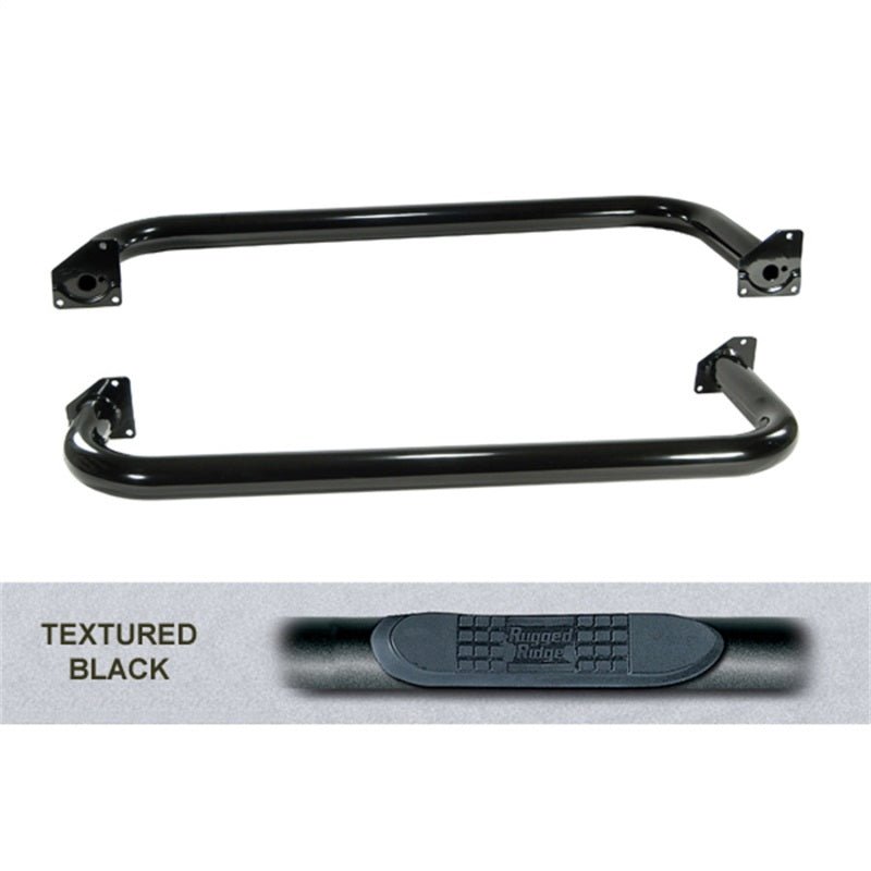 Estribos tubulares redondos 3" Rugged Ridge negros Jeep TJ 1997-2006 - 11591.04