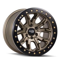 Llanta Dirty Life 9303 DT-1 17x9 5x127 ET-12 buje 78.1 mm Satin Gold - Beadlock simulado - 9303-7973MGD12