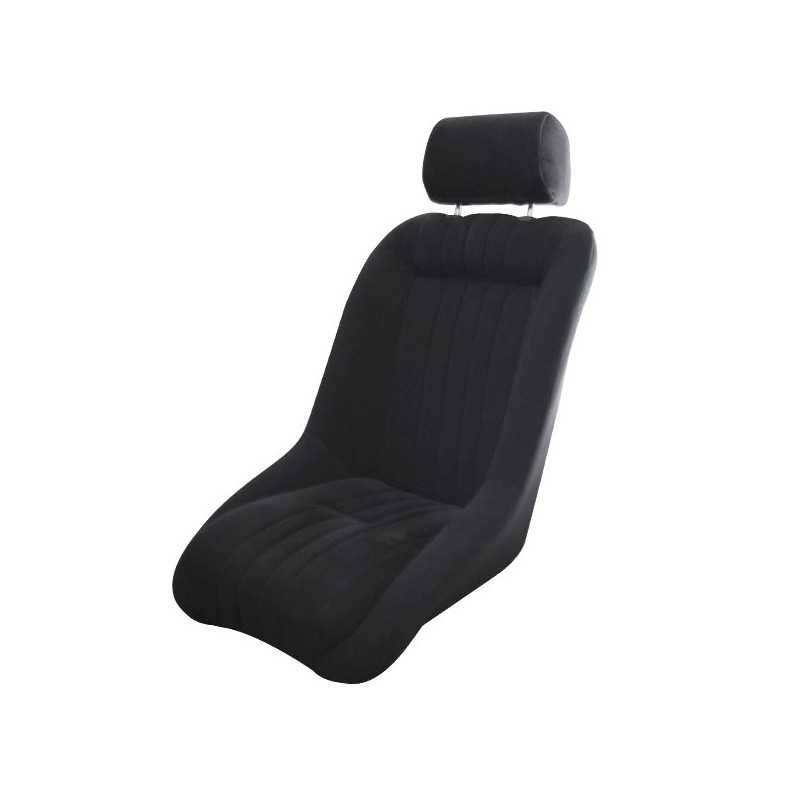 Asiento baquet estilo Berlinette con reposacabezas en tela negra Asiento baquet estilo Berlinette con reposacabezas en tela negra