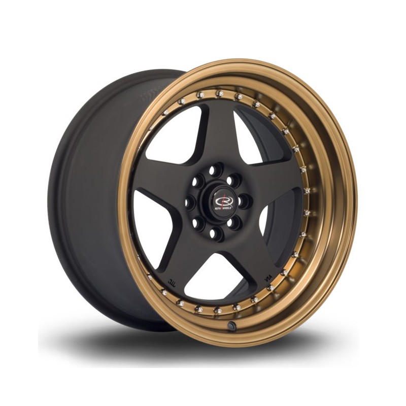 Llanta Rota Kyusha 17x9 4x108-4x100 FBlackSBronzeLip Llanta Rota Kyusha 17x9 4x108-4x100 FBlackSBronzeLip
