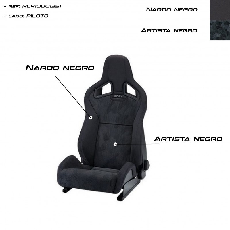 ASIENTO RECARO SPORTSTER CS ARTISTA NEGRO/NARDO NEGRO PILOTO