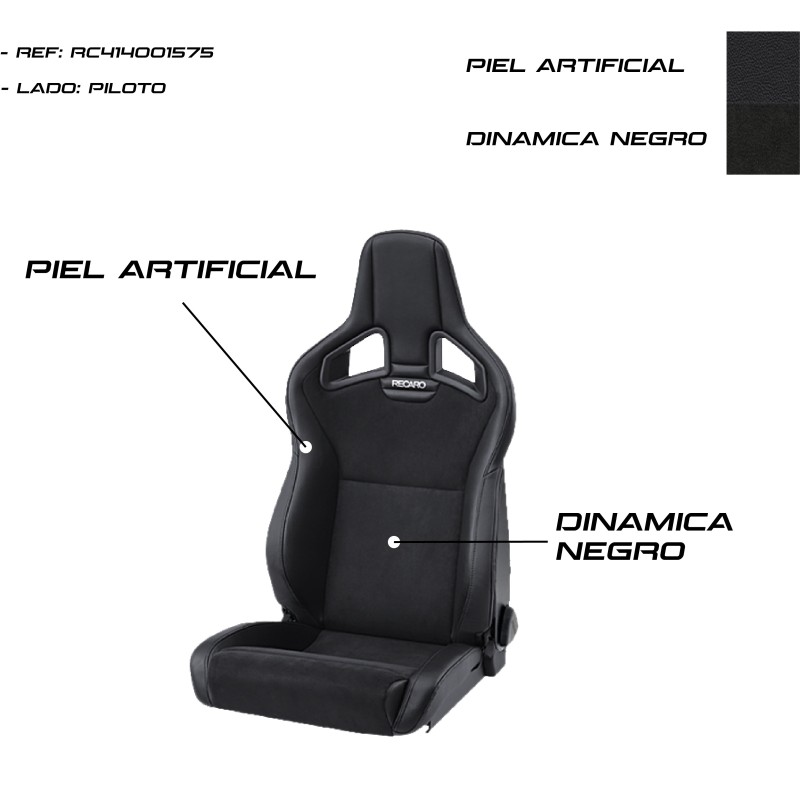 ASIENTO RECARO CROSS SPORTSTER CS PIEL ARTIFICIAL NEGRO/DINAMICA NEGRO PILOTO