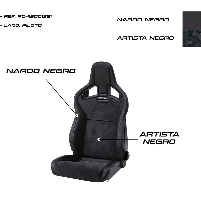 ASIENTO RECARO CROSS SPORTSTER CS AIRBAG ARTISTA NEGRO/NARDO NEGRO PILOTO