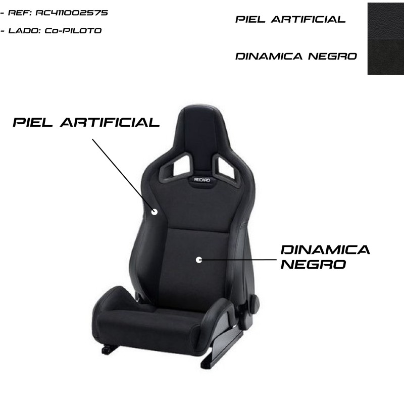 ASIENTO RECARO SPORTSTER CS AIRBAG PIEL ARTIFICIAL NEGRO/DINAMICA NEGRO COPILOTO