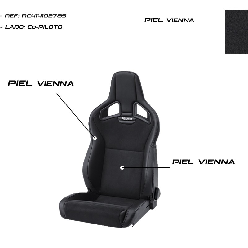 ASIENTO RECARO CROSS SPORTSTER CS CALEFACCION PIEL VIENNA NEGRO COPILOTO