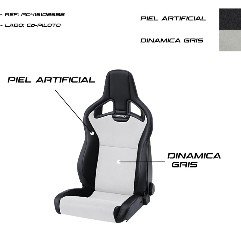 ASIENTO RECARO CROSS SPORTSTER CS AIRBAG CALEFACCION PIEL ARTIFICIAL NEGRO/DINAMICA GRIS COPILOTO